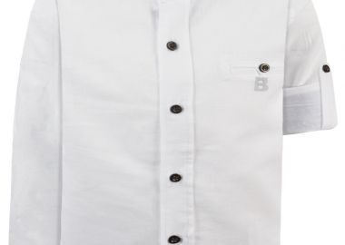 Λινό μακρυμάνικο πουκάμισο με μάο γιακά για αγόρι για επίσημες εμφανίσεις | ΛΕΥΚΟ - Energiers - 